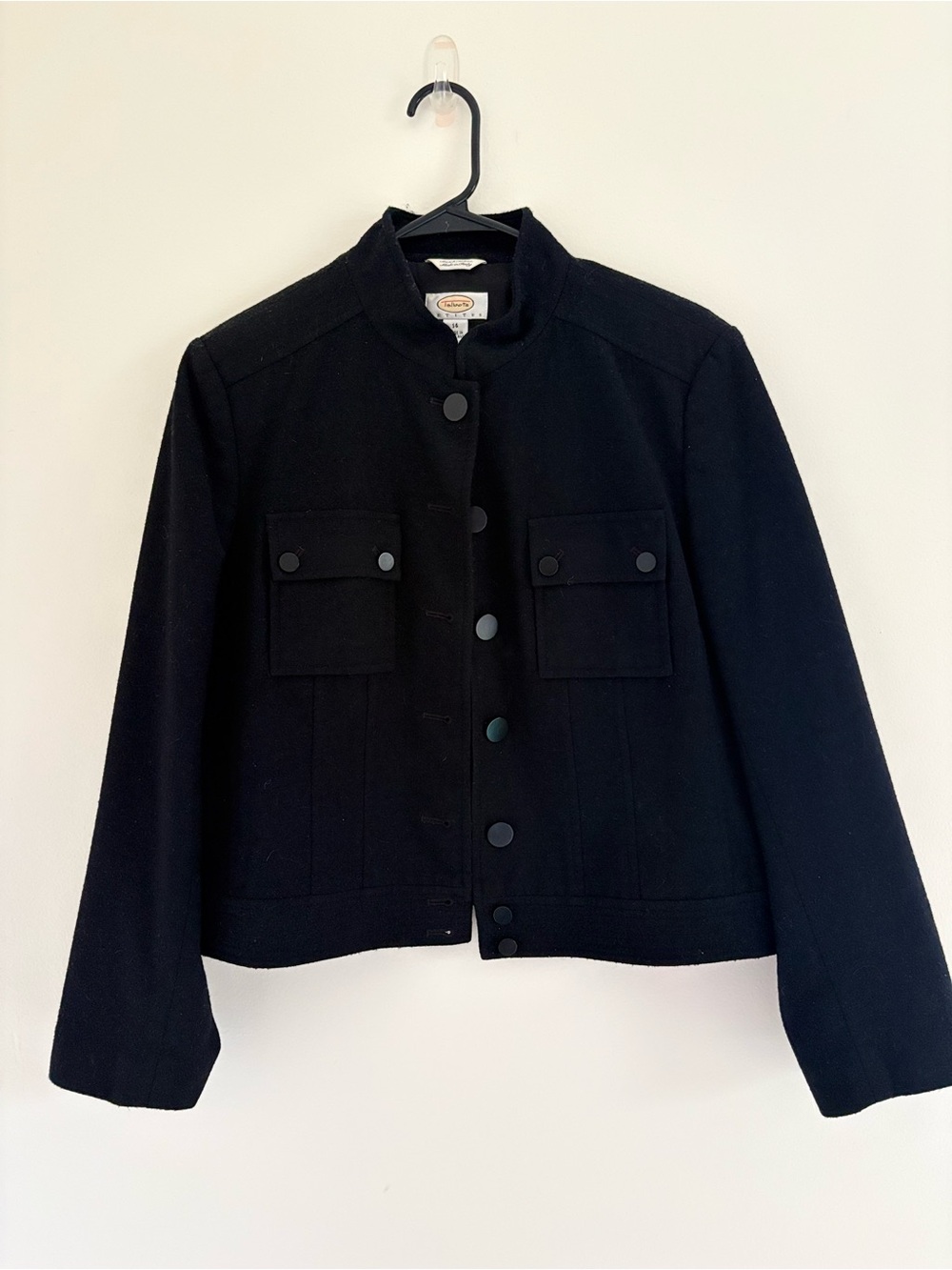 Talbots Black Military-Style Snap-Front Jacket